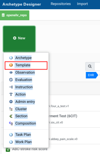 New template creation