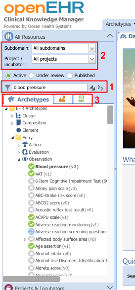 Search options in the All Resources panel