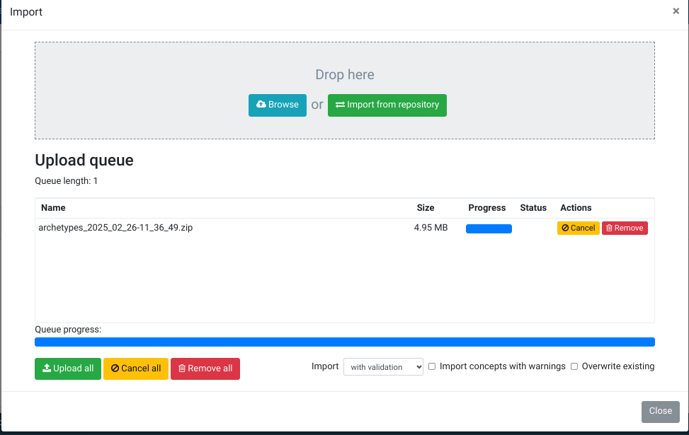 Importing archetypes